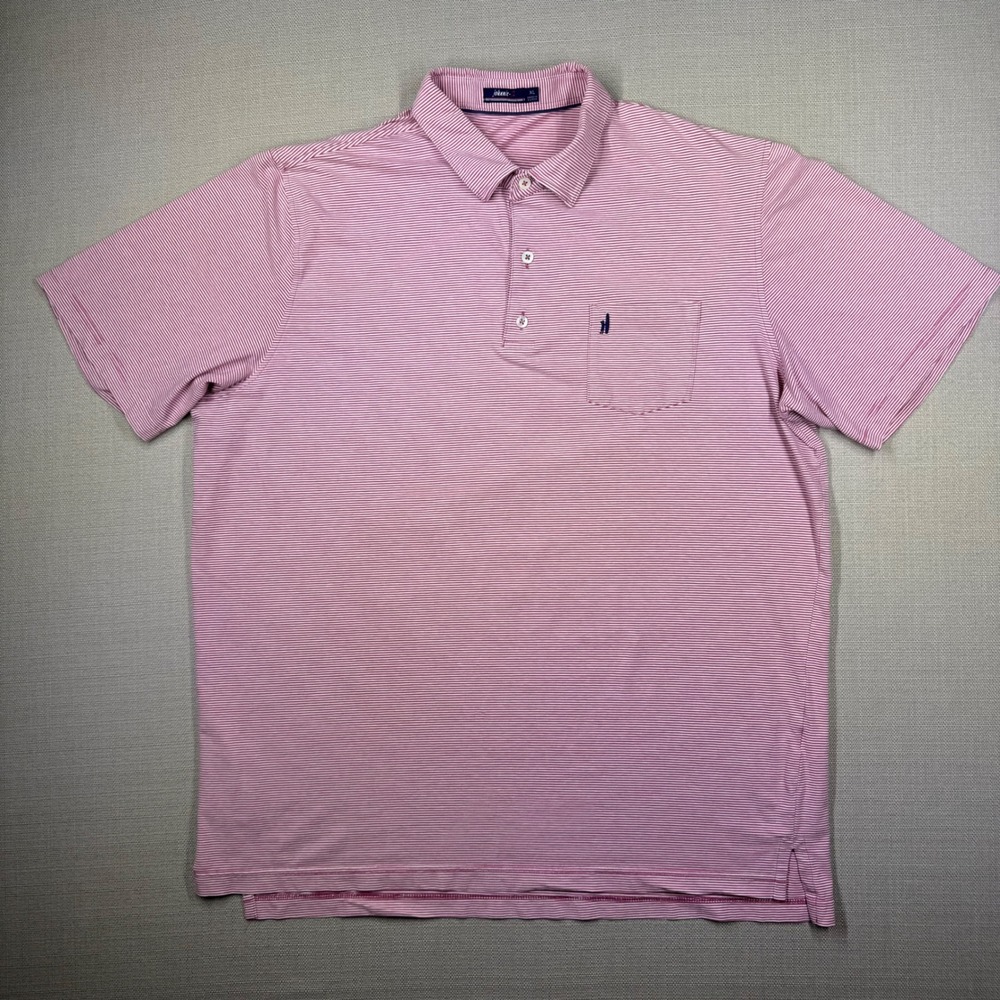 Johnnie-O Mens Golf Performance S/S Polo Shirt Red White Stripe Size XL